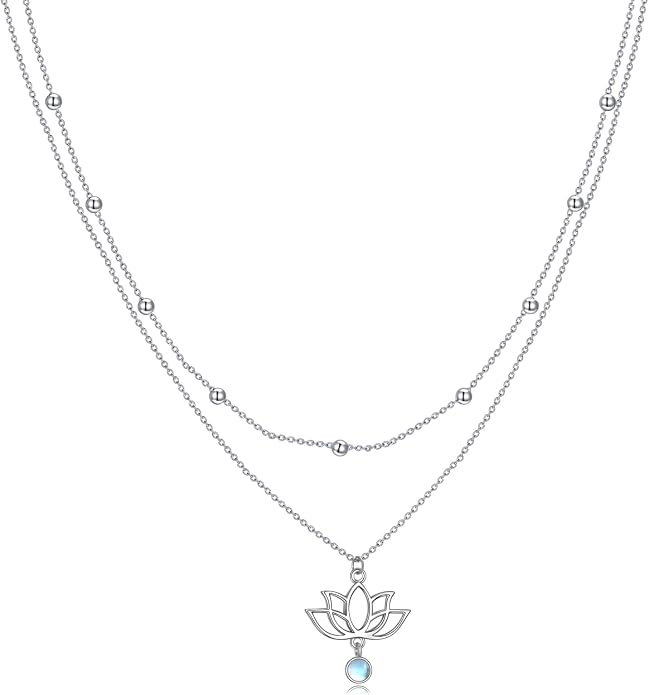 MONGAS Tree of Life/Infinity Cross/Lock and Key/Lotus/Hamsa/Horse/Strawberry/Opal/Lariat/Dragonfly/Heart/Violin Layered Necklace Sterling Silver for Women