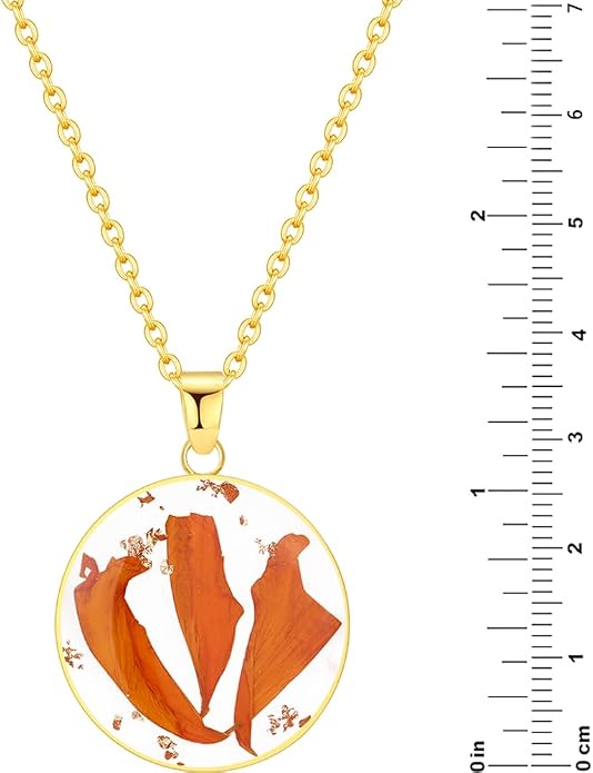AUNTESIGN Forget-Me-Not and Queen Anne's Lace Pressed Wildflower Necklace | Birth Month Flowers Necklace | Gold/Silver Pressed Flower Jewelry | Mother's Day | Gift For Her