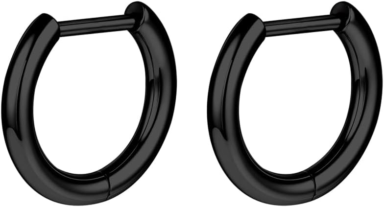 AOEDEJ G23 Titanium Black/Steel Gray/Gold Hoop Earrings 18G Small Huggie Hoop Earrings 8mm/10mm/12mm Cartilage for Sensitive Ears for Multiple Piercing Cartilage Hoop Earring Stack Jewelry