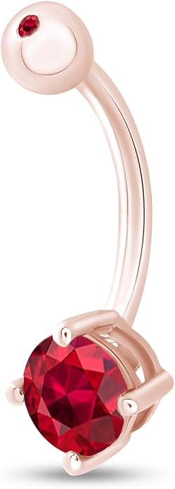 AFFY Round Shape Body Piercing Curved Barbells, Floating Navel Belly Piercing Button Premium Surgical Steel Ring in 14K Gold Over Sterling Silver