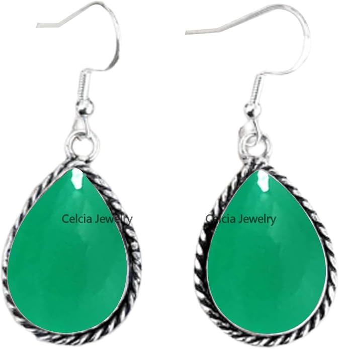 Pure 925 Sterling Silver Dangle Drop Earrings for Women, Pear Gemstone Handcrafted Earrings for Women & Girl ('Amethyst)