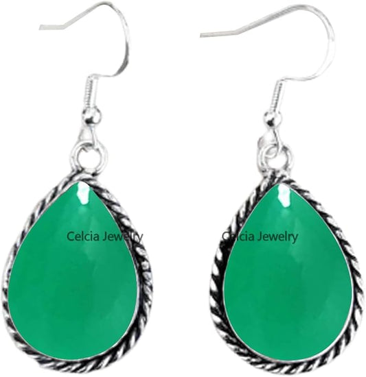 Pure 925 Sterling Silver Dangle Drop Earrings for Women, Pear Gemstone Handcrafted Earrings for Women & Girl ('Amethyst)
