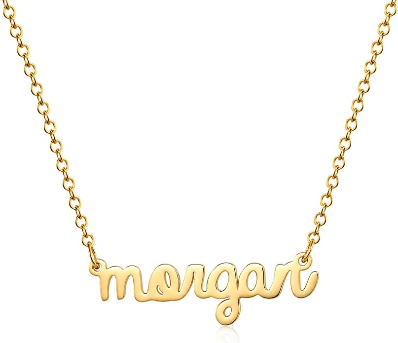 MOMOL 18K Gold Plated Stainless Steel Name Necklace Personalized Custom Name Necklace Customized Nameplate Necklace for women