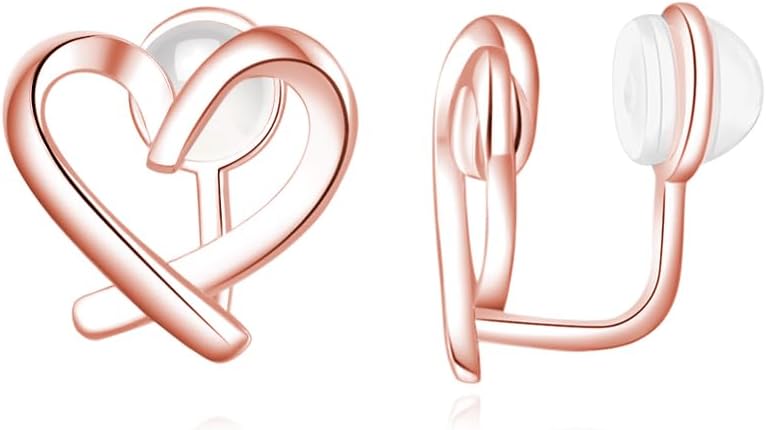 Reffeer Solid 925 Sterling Silver Love Heart Clip On Earrings Ear Cuffs for Women Teens Heart Wrap Earrings No Piercing