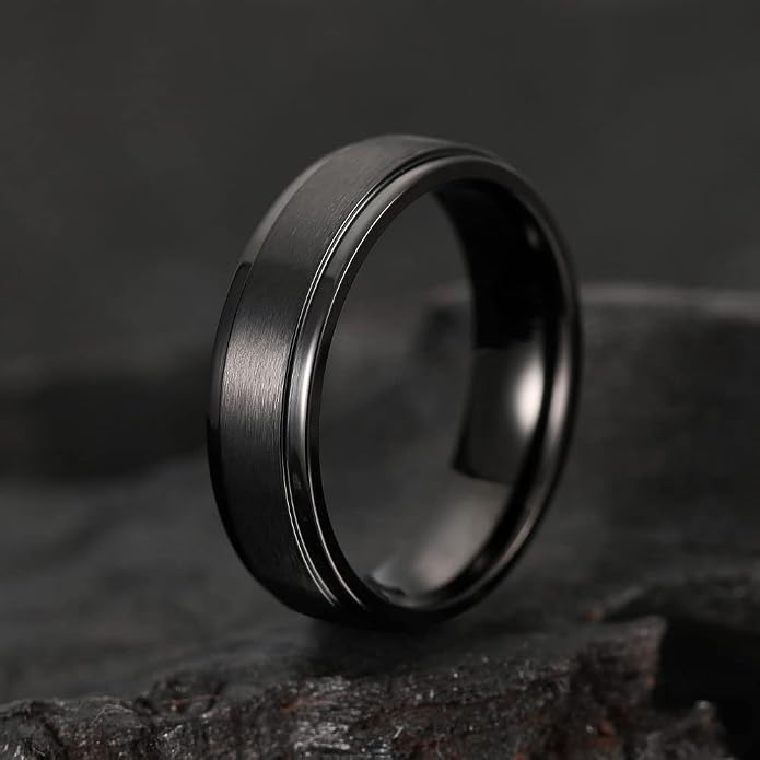 THREE KEYS JEWELRY 2mm 4mm 6mm 8mm Titanium Wedding Band for Men Women, Classic Domed & Step Edge High Polished Comfort Fit Anniversary Ring, Size 4-15