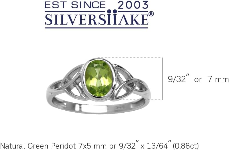 Silvershake 7x5MM Oval Shape Birthstone Gemstone White Gold Plated or 18K Yellow Gold Plated 925 Sterling Silver Triquetra Trinity Celtic Knot Solitaire Ring Jewelry for Women