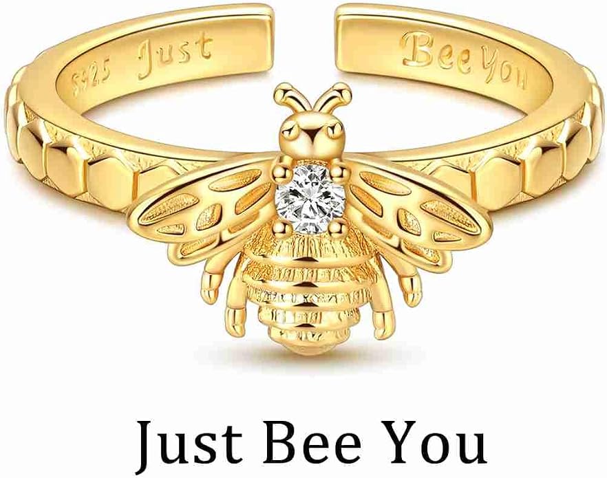 925 Sterling Silver Adjustable Open Rings for Women with Snake, Evil Eye or Bee Designs, Dainty Stackable Thumb Finger Rings, Gold Silver Ring Jewelry Gift for Mujer, Size 6-9