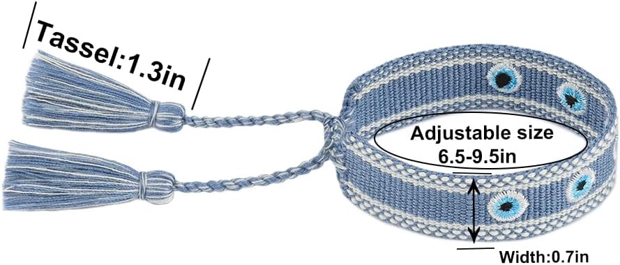 Evil Eye Woven Lover Friendship Bracelets Handmade Adjustable Tassel Friend Gift for Women An Elegant Talisman of Protection and Good Fortune