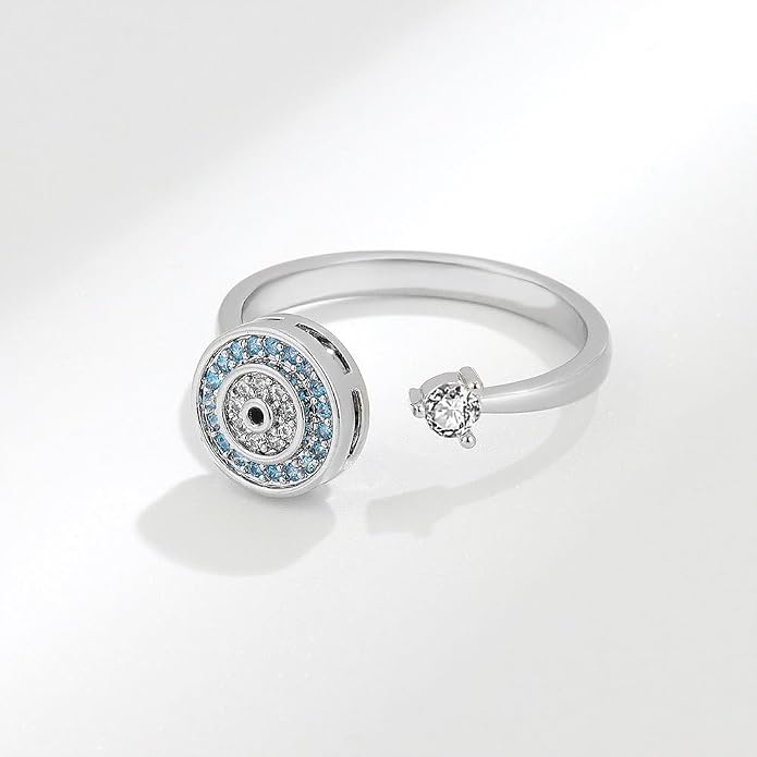Fidget Ring Anxiety Spinner Ring Open Adjustable Sunflower Star Moon Windmill Butterfly Rings Daisy Stress Relieving Fidget Women Cubic Zirconia Anti Stress Mood Rotate Inspirations Jewelry