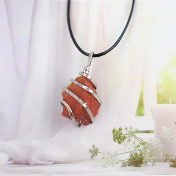 Natural Gemstone Pendant Necklace For Men & Women Spiritual Jewelry Wire Wrapped Gemstone Chakra Necklaces Real Stones For Him & Her