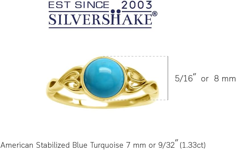 Silvershake 7MM Genuine Round Shape Gemstones White Gold Plated or Yellow Gold Plated 925 Sterling Silver Victorian Style Solitaire Ring Jewelry for Women