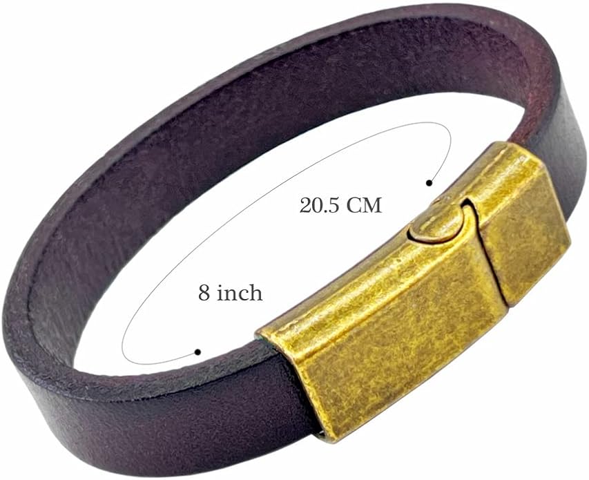 Mens Genuine Leather Bracelet - Handmade Adjustable Leather Cuff Bracelet punk Style leather wrap Wristband for Men