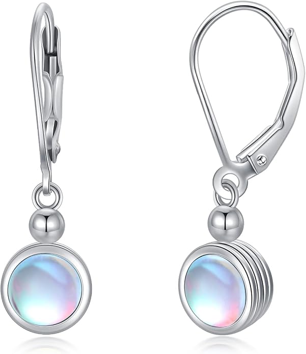 Dorunmo Moonstone Dangle Drop Earrings s925 Sterling Silver Leverback Earrings Filigree Moonstone Jewelry Birthday Gifts for Women