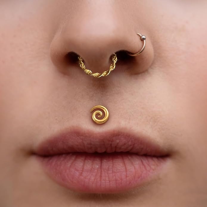 Casvort 3 PCS ASTM F136 Titanium 16G/18G Moth Bird Snail Flower Heart Spiral Threadless Flatback Piercing Stud for Nose, Labret, Tragus, Helix, Conch with 6mm 7mm and 8mm Post- Cartilage Earring Body Piercing Jewelry