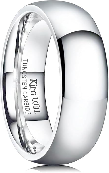 King Will Tungsten Carbide Wedding Band for Men Women Promise Rings for Couples Domed High Polish