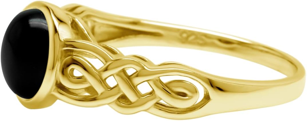 Silvershake 7MM Round Shape Gemstone White Gold Plated or Yellow Gold Plated 925 Sterling Silver Scroll/Filigree Celtic Knot Braided Solitaire Ring Jewelry for Wo