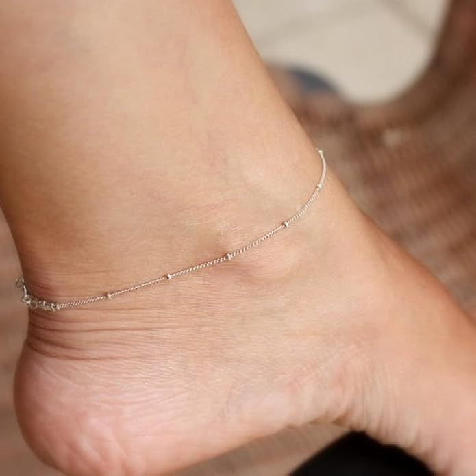 Dainty Gold Double Layer Disc Anklet for Women, 14K Gold Plated Sequin Chain Foot Bracelet, 8.5"+2" Adjustable Delicate Stackable Ankle Bracelet, Minimalist Summer Beach Jewelry Gift for Her
