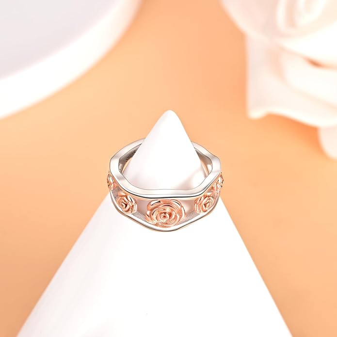 925 Sterling Silver Rose Toe Rings for Women Adjustable Rose Flower Toe Rings Open Toe Rings Summer Beach Foot Jewelry