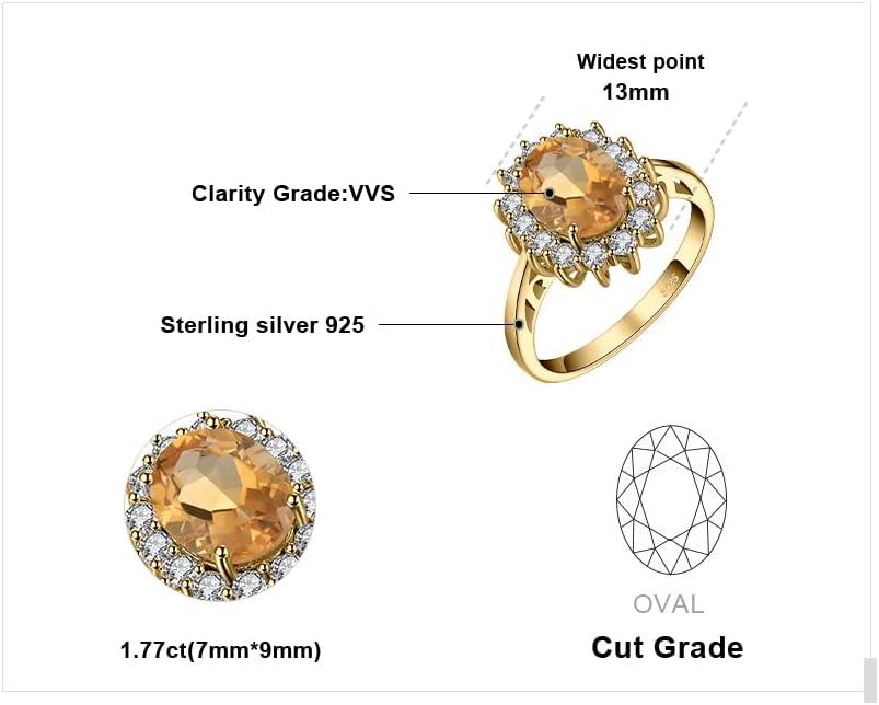 JewelryPalace Princess Diana Kate Middleton Class Gemstone Birthstone Sapphire Halo Engagement Rings for Women, Anniversary 14K White Yellow Rose Gold Plated 925 Sterling Silver Promise Rings for Her