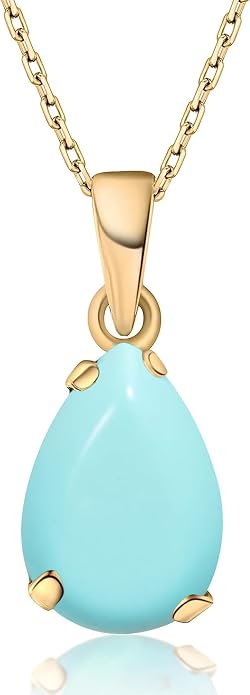 14K Gold Plated Gemstone Necklace for Women - Birthestone Teardrop Necklace - Gold Jewelry for Women - Dainty Gold Necklace - Everyday Necklaces - Gold Necklaces for Women