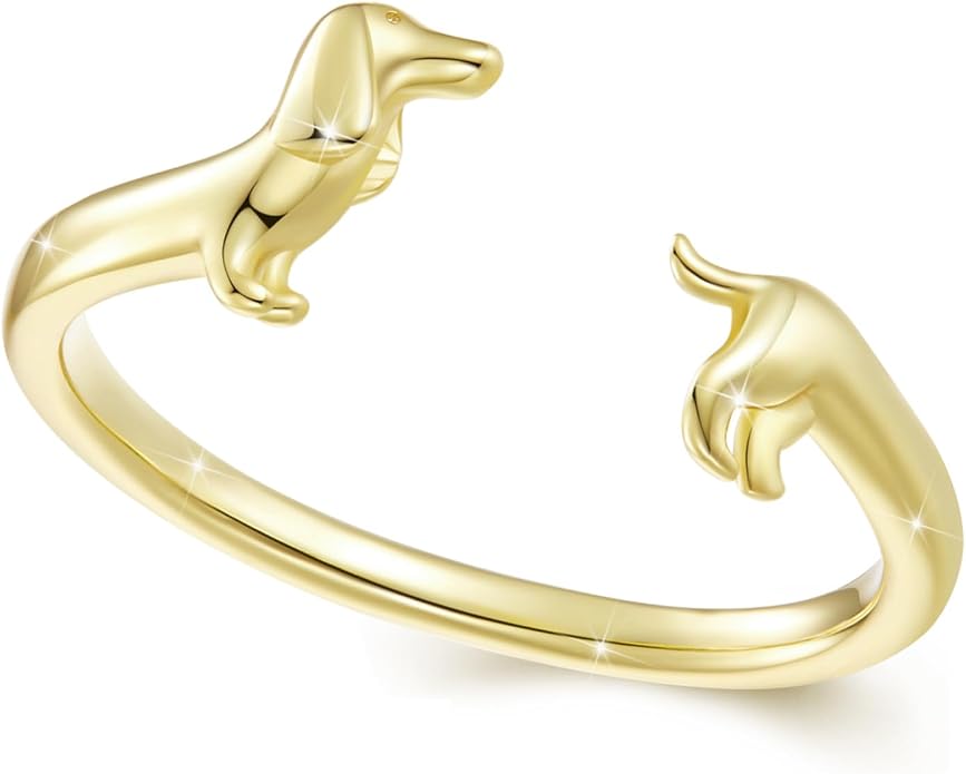 Adjustable Koi Fish Smake Dachshund Kitten Cat Hummingbird leaf Dragon Stackable Rings Lucky Protection Gold Adjustable Animal Themed Fortune Protection Ring Good Luck Statement Jewelry Women Grandma Mom Daughter