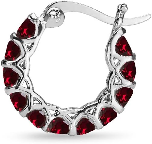Sterling Silver Genuine, Simulated or Created Gemstone Small Round 18mm Huggie Hoop Earrings for Women