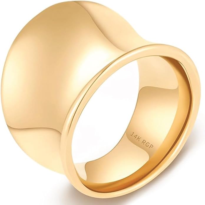 Wide Band Ring for Women | Sculptural Statement Rings| 18K Gold Plated Polish Large Thumb Index Full Finger Rinds