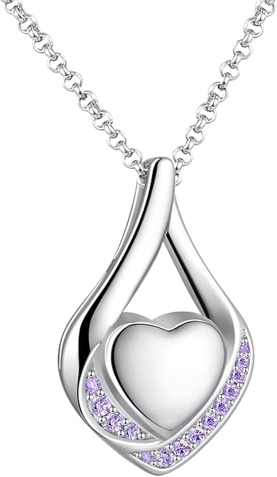 Cremation Jewelry 925 Sterling Silver Teardrop Urn Necklace for Ashes Heart Shape Memorial Keepsake Pendant for Human Ashes for Women Gift