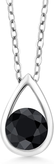 Gem Stone King Teardrop Pendant Necklace For Women | 5MM Round Gemstone Birthstone | 925 Sterling Silver | With 18 Inch Silver Chain | Fine Jewelry Gift for Her Mom Women Wife