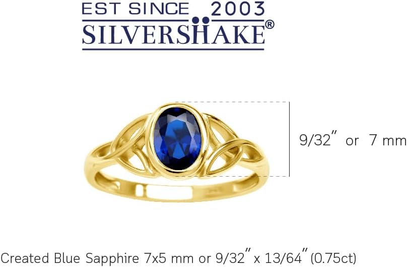 Silvershake 7x5MM Oval Shape Birthstone Gemstone White Gold Plated or 18K Yellow Gold Plated 925 Sterling Silver Triquetra Trinity Celtic Knot Solitaire Ring Jewelry for Women