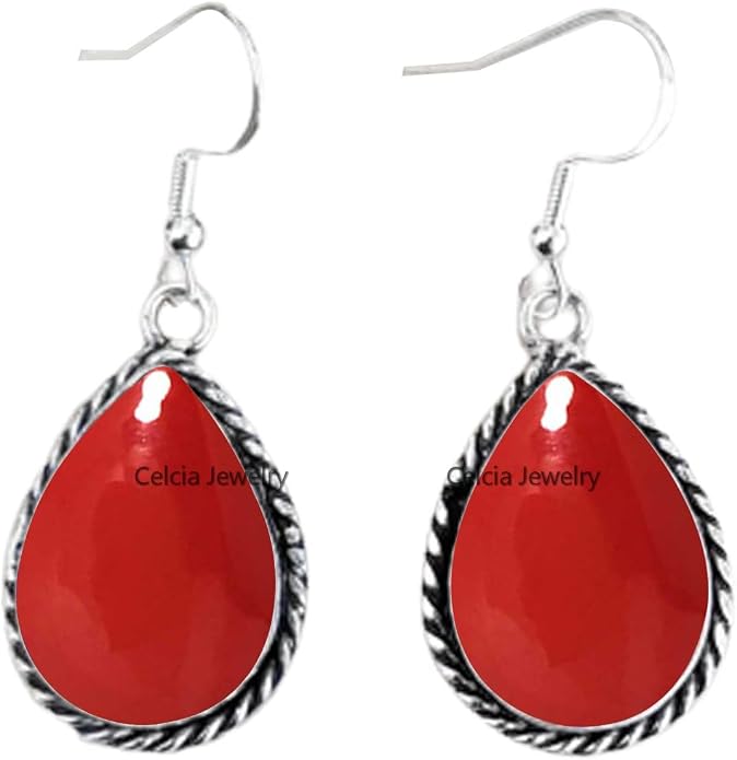 Pure 925 Sterling Silver Dangle Drop Earrings for Women, Pear Gemstone Handcrafted Earrings for Women & Girl ('Amethyst)