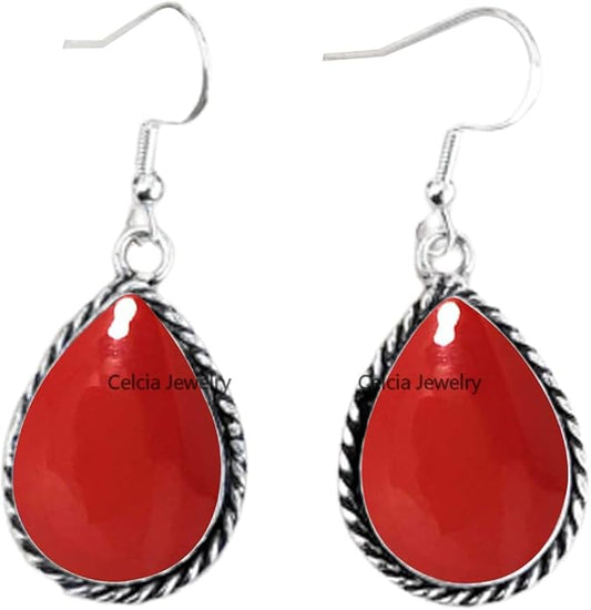 Pure 925 Sterling Silver Dangle Drop Earrings for Women, Pear Gemstone Handcrafted Earrings for Women & Girl ('Amethyst)