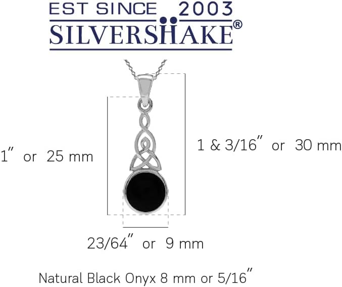 Silvershake 8MM Round Shape Gemstone White Gold Plated or Yellow Gold Plated 925 Sterling Silver Triquetra Celtic Knot Pendant or Pendant with 18 Inches Chain Necklace Jewelry for Women