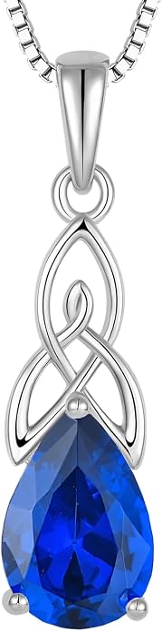 STARCHENIE Teardrop Necklace for Women 925 Sterling Silver Irish Celtic Knot Pendant Birthstone Jewelry