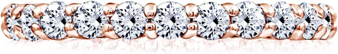 Amazon Essentials Platinum or Gold Plated Sterling Silver All-Around Band Ring set with Round Infinite Elements Cubic Zirconia