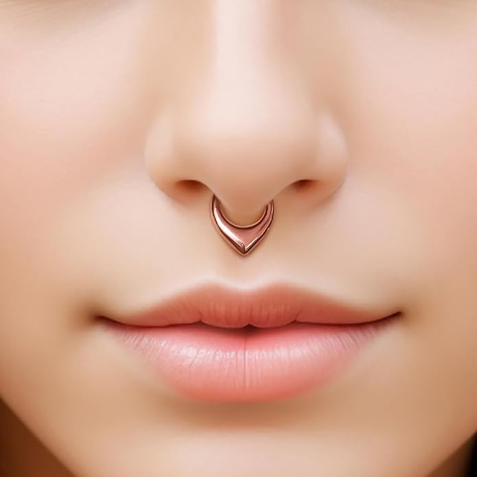 MOQIKAKA16G 8mm Septum Rings - Stainless Steel Segment Nose Rings for Women Men - Hinged Segment Nose Helix Cartilage Clicker Hoop Earrings for Daith Rook Tragus Piercing