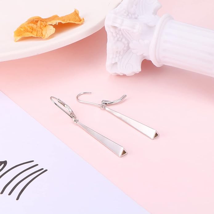 S925 Sterling Silver Vertical Drop Dangle Earrings Gift for Women Teenage