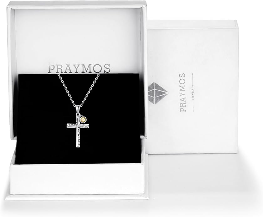 PRAYMOS Cross Necklace for Women Men, 925 Sterling Silver Simple Dainty Cross Necklace, Christian Religious Jewelry, Mothers Day Fathers Day Anniversary Birthday Gift
