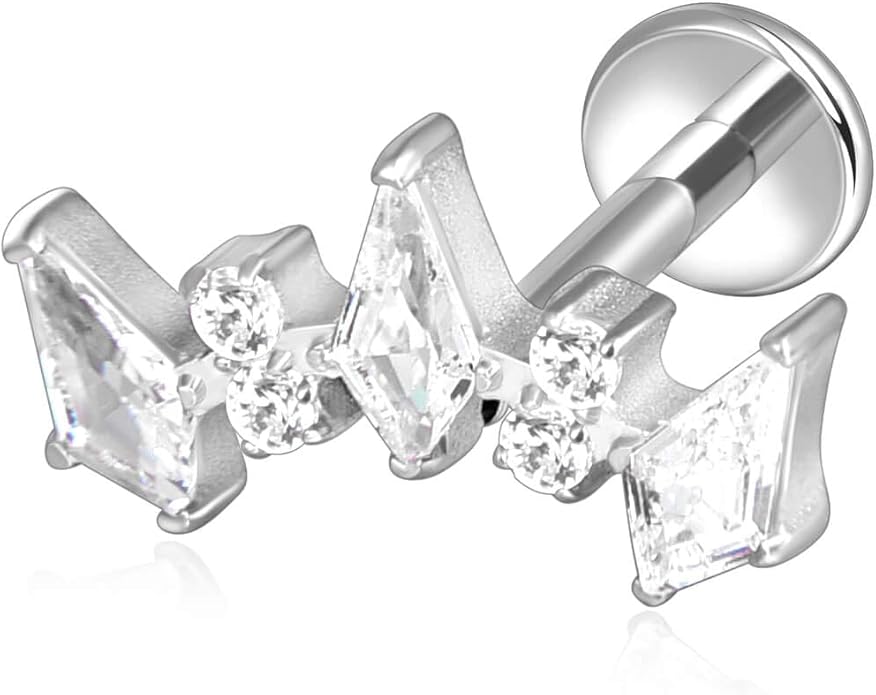 Lantine G23 Titanium Helix Piercing Jewelry Opal 16g Flat Back Stud Earrings Climber Labret Cartilage Tragus Daith Piercing Jewelry