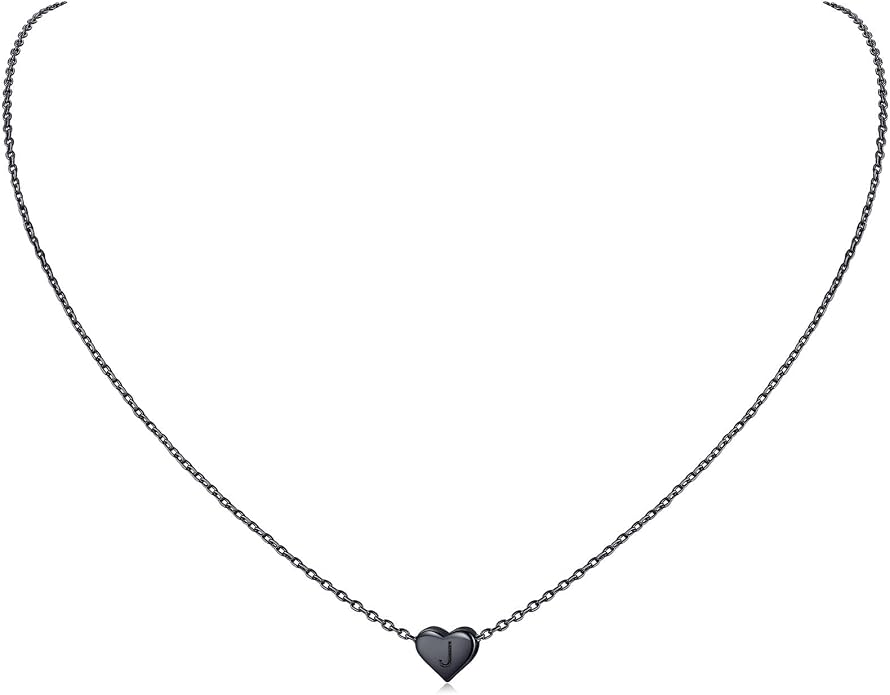 ChicSilver 925 Sterling Silver Heart Initial Necklaces for Women -Dainty Personalized Heart Pendant Letter Alphabet Necklace for Women
