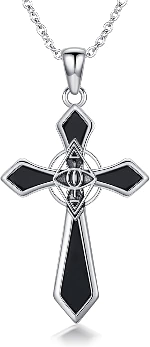 Cross Necklace for Women 925 Sterling Silver Crucifix Pendant Christian Cross Jewelry for Women Men