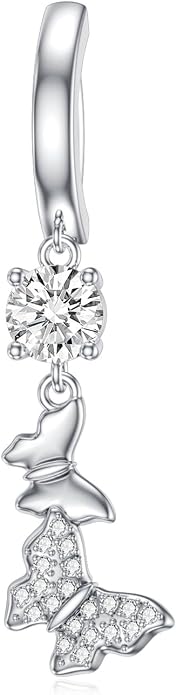 Butterfly Cross Shark Belly Button Ring 925 Sterling Silver Clicker Belly Rings Dangle Navel Ring Hypoallergenic Navel Piercing Belly Piercing Jewelry Gifts for Women