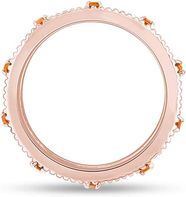 Jewel Zone US Filigree Eternity Wedding Band Ring for Women, Round Cut Simulated Gemstone Stackable Promise Ring in 14K Gold Plated 925 Sterling Silver Band Width 3.5mm – Elegant Jewelry for Her