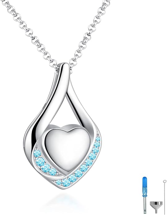 Cremation Jewelry 925 Sterling Silver Teardrop Urn Necklace for Ashes Heart Shape Memorial Keepsake Pendant for Human Ashes for Women Gift