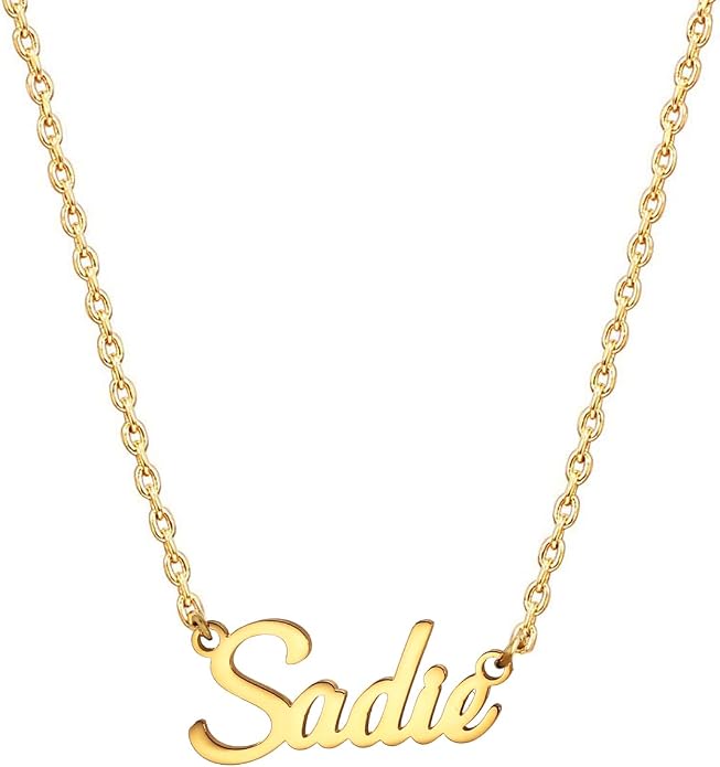 MOMOL 18K Gold Plated Stainless Steel Name Necklace Personalized Custom Name Necklace Customized Nameplate Necklace for women