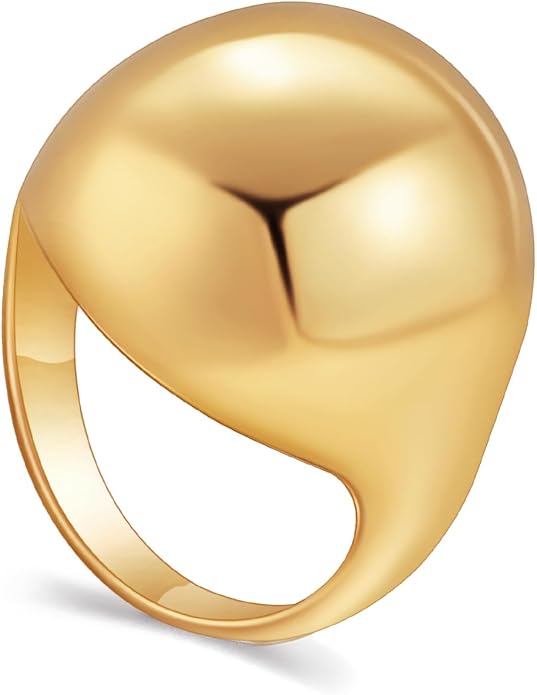 Gold Silver Rings Set for Women Chunky Statement Rings ZC Dome Evil Eye Croissant ring Thick 18K Gold Plated Band Rings