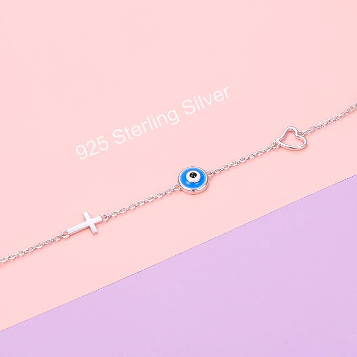 FLYOW S925 Sterling Silver Anklet for Women Summer Boho Beach Charm Adjustable Foot Ankle Bracelet Jewelry Birthday Gift