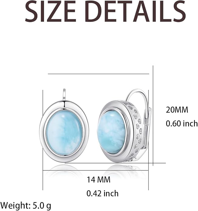 Larimar/Star/Dragonfly/Sunflower/Moonstone/Black Onyx Earrings for Women Leverback Dangle Earrings Hypoallergenic Jewelry for Women