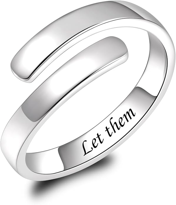 BEILIN 925 Sterling Silver Inspirational Jewelry Rings Adjustable Ring Personality Encouragement Gift for Teens Women