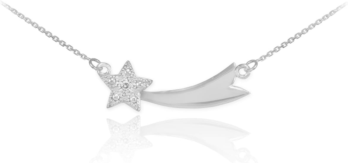 925 Sterling Silver CZ-Studded Shooting Star Pendant Necklace
